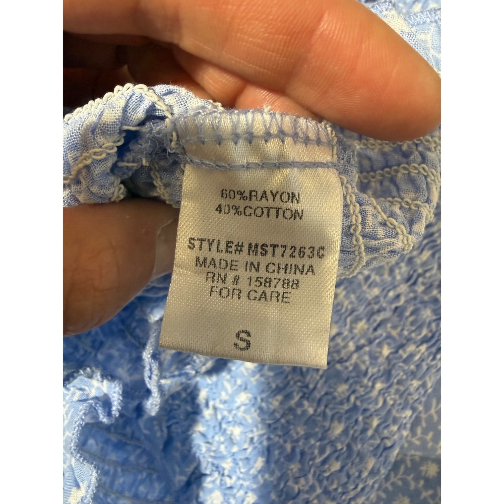 Anthropologie Mable Blue Floral Smocked Crop Top Jogger Pajama Set Womens Size S - Picture 13 of 14